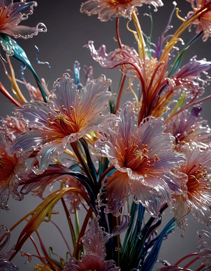 Molded Glass Flower Still Life