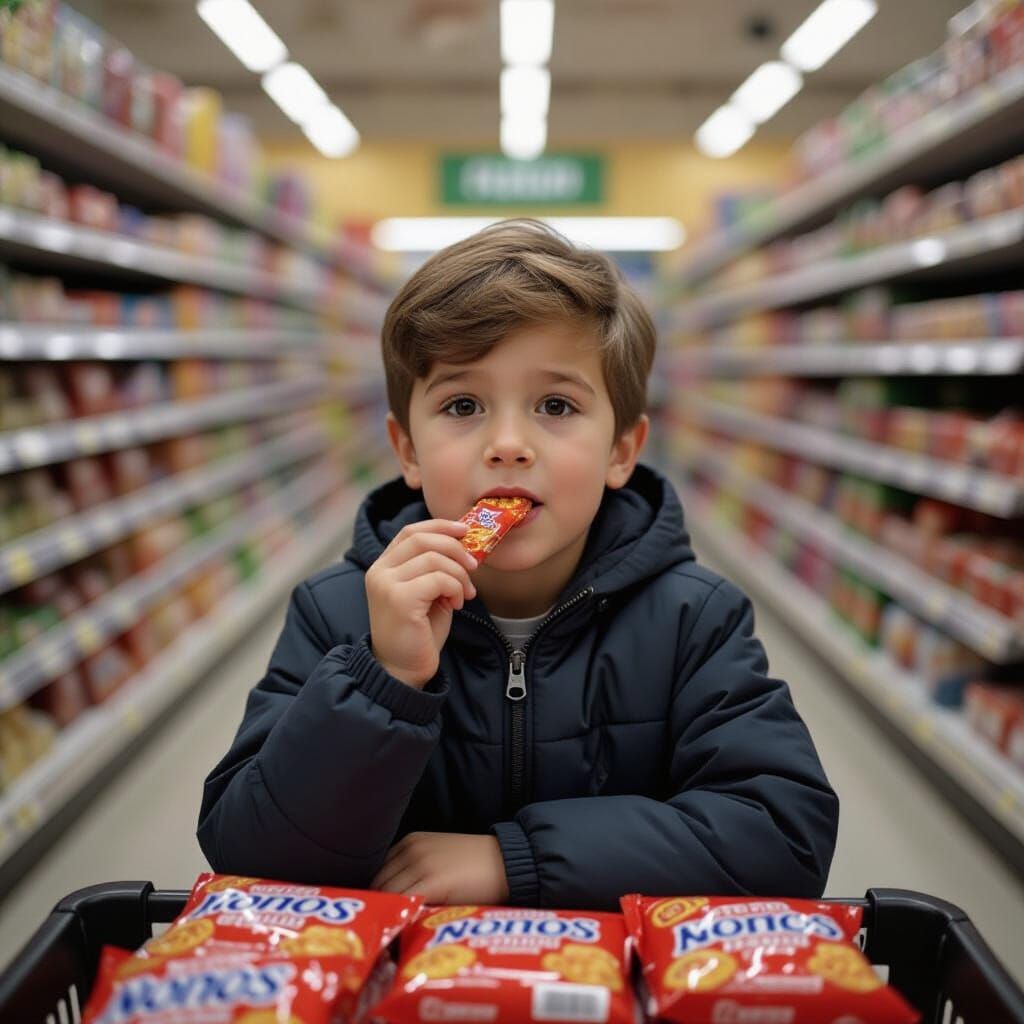 Boy Caught Eating Candy on Store Security Camera