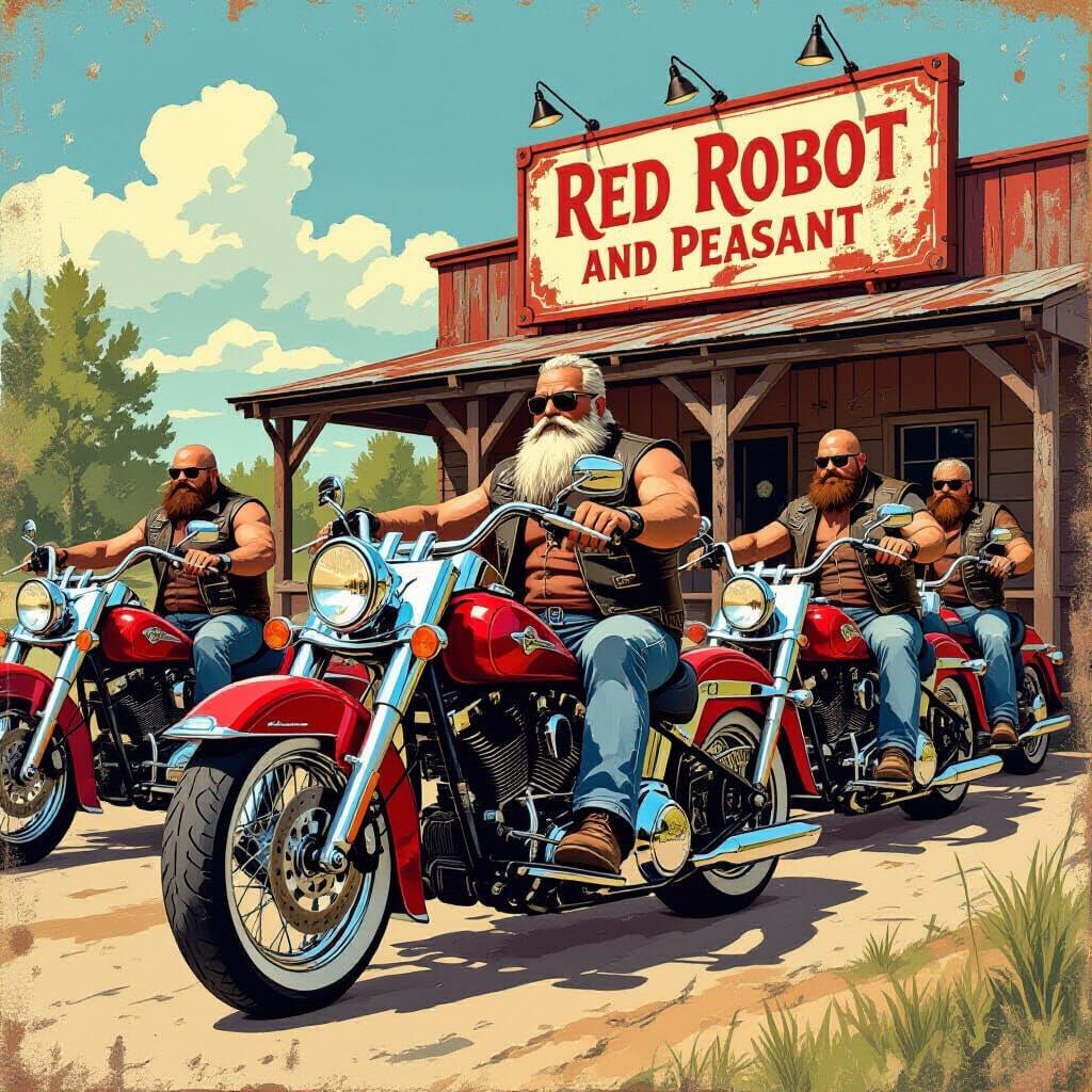 Biker Bar: A Rustic Scene in Kozik Style