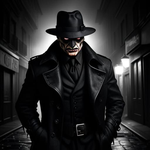 Noir Cityscape Shadows Reveal a Mole-Man Hybrid in Cyberpunk...