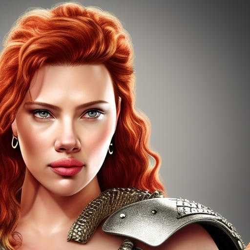 Red Sonja: Hyperrealistic Digital Art in Orange and Teal