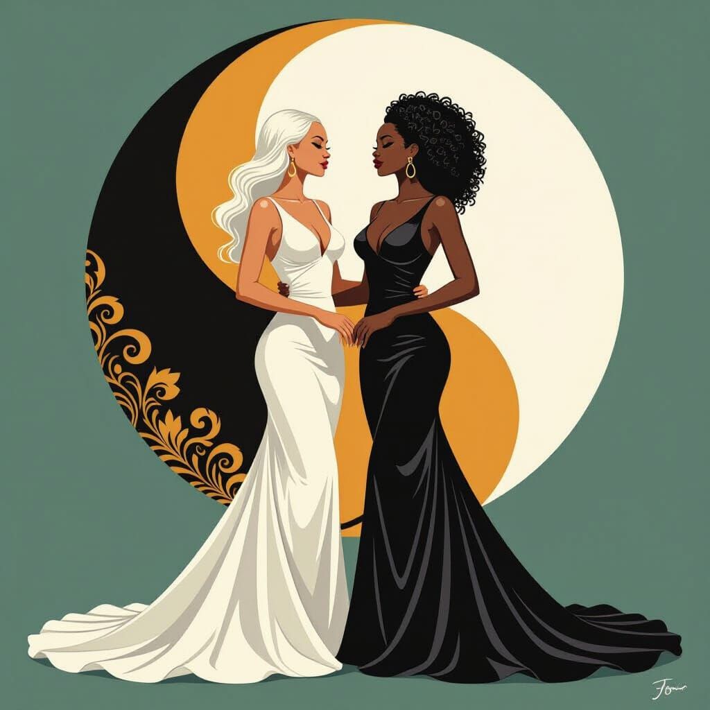 Yin and Yang: A Harmonious Portrait in Vibrant Realism