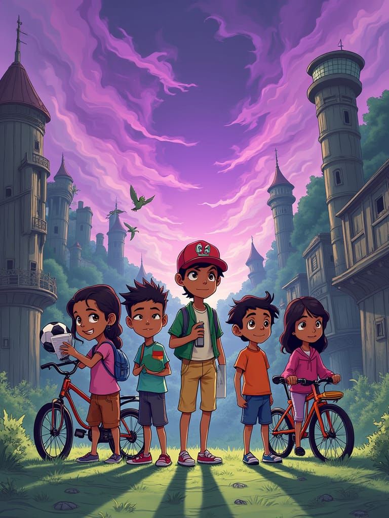 Surreal Cartoon Adventure in Anime Style