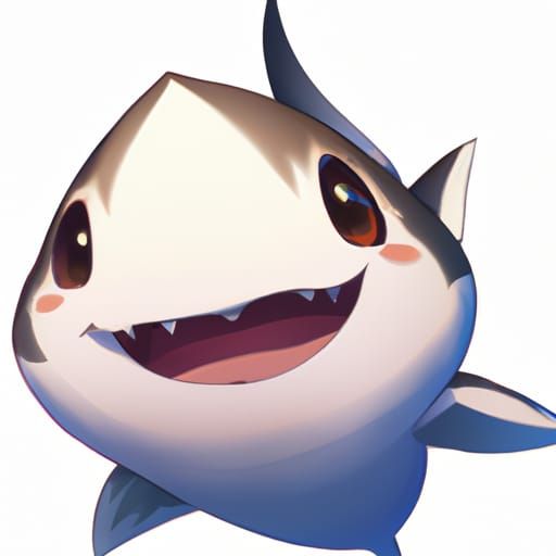 Cute Chubby Happy Shark Pup in Anime Style