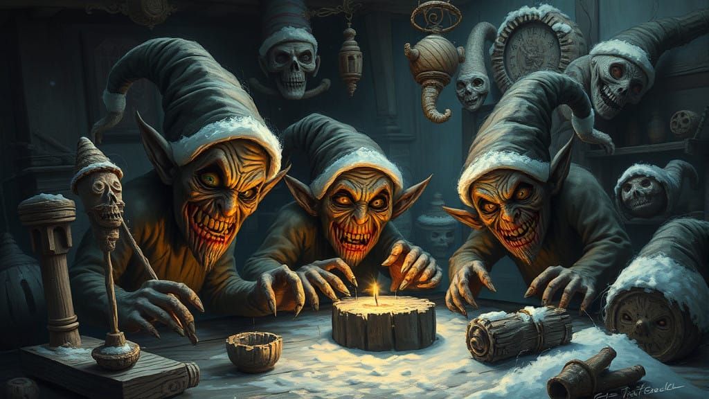 Sinister Christmas Elves Toil in Haunting Workshop