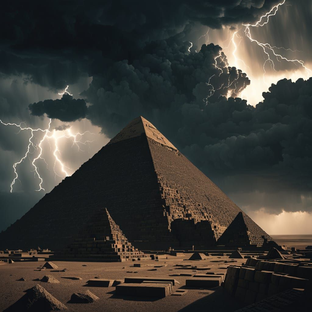Dramatic Lightning Strikes Egyptian Pyramids