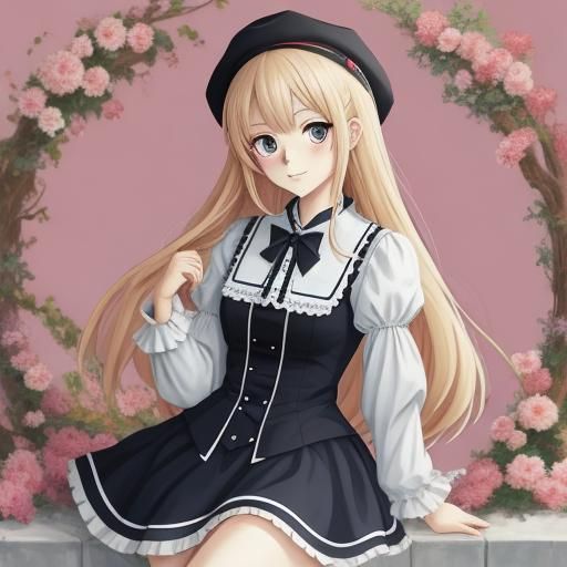 Cute French Girl in Anime Style