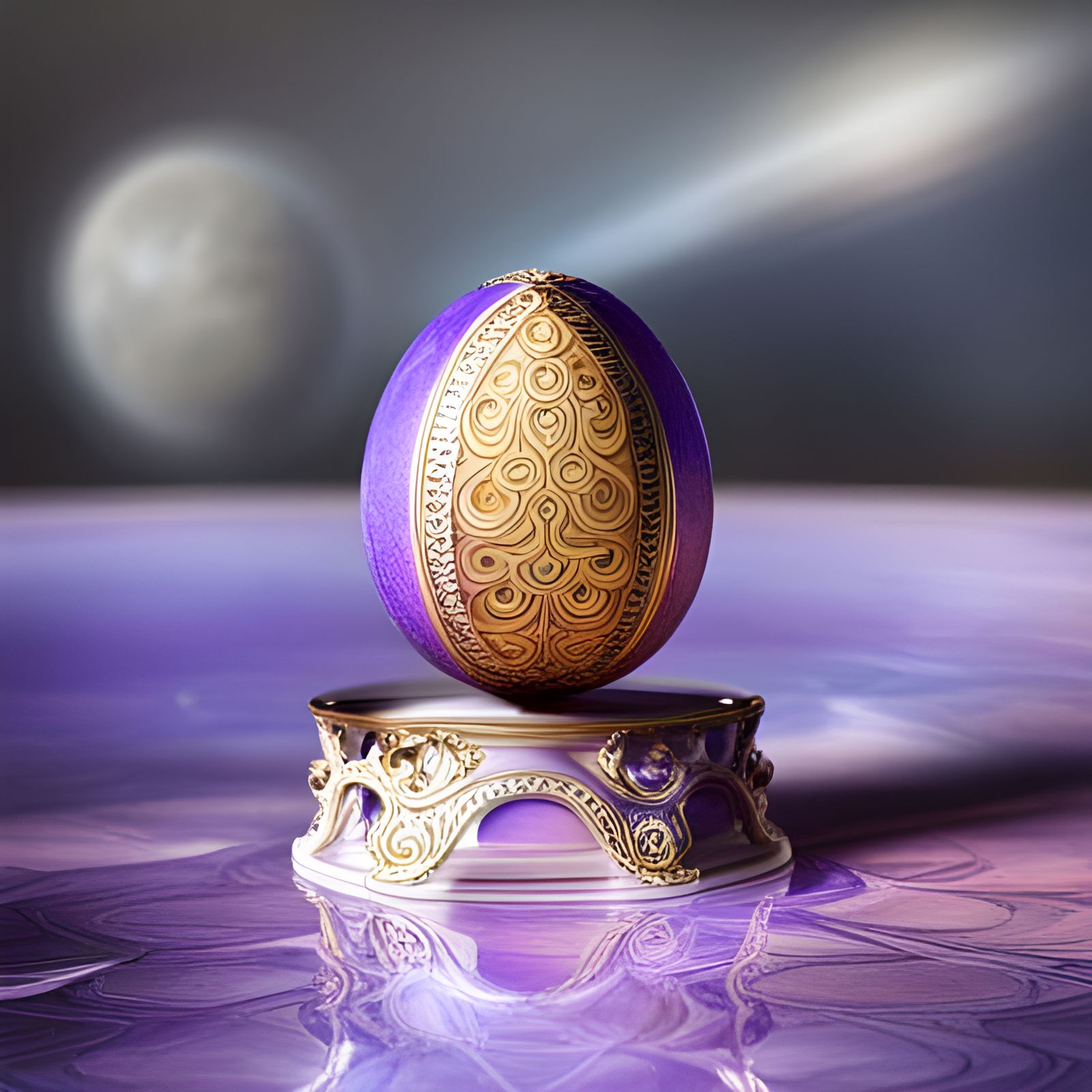 Ornate Faberge Egg on the Moon