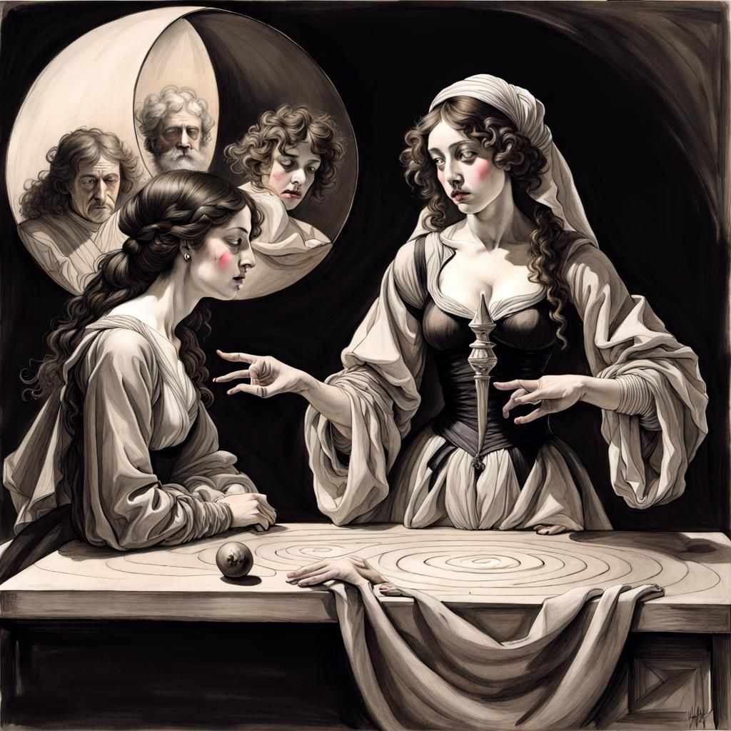 Mystical Fortune Teller in Psychedelic Renaissance Style