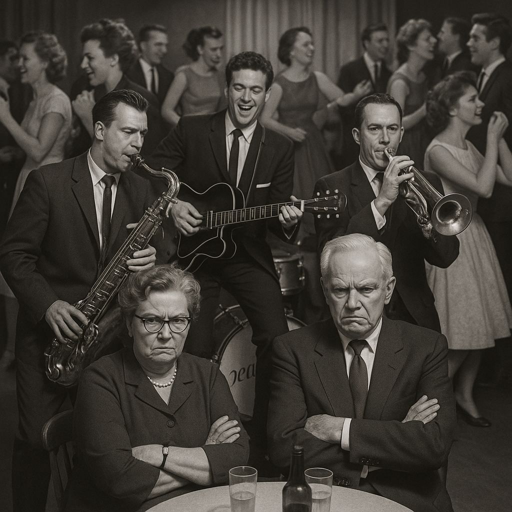 Rock and Roll Band at 1960s Party