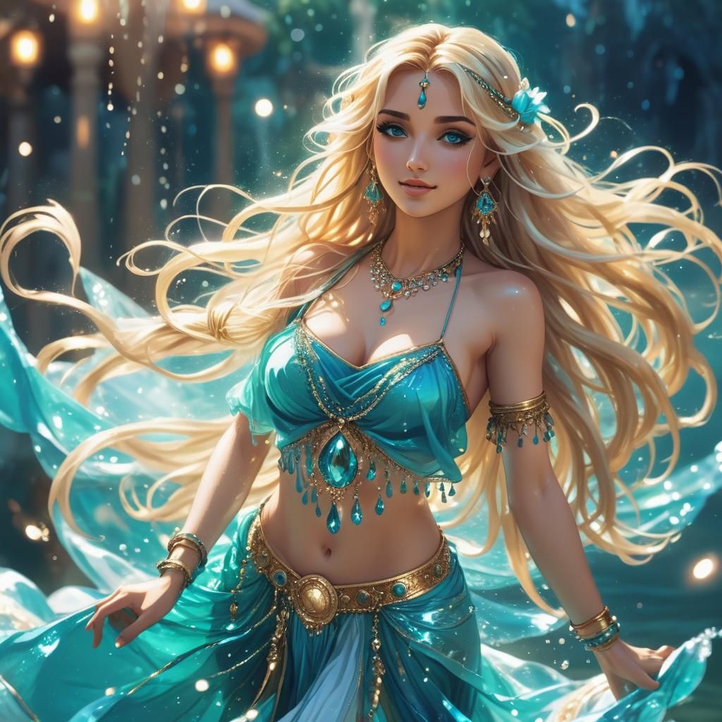 Dancing Gypsy Woman on Water, Anime Style