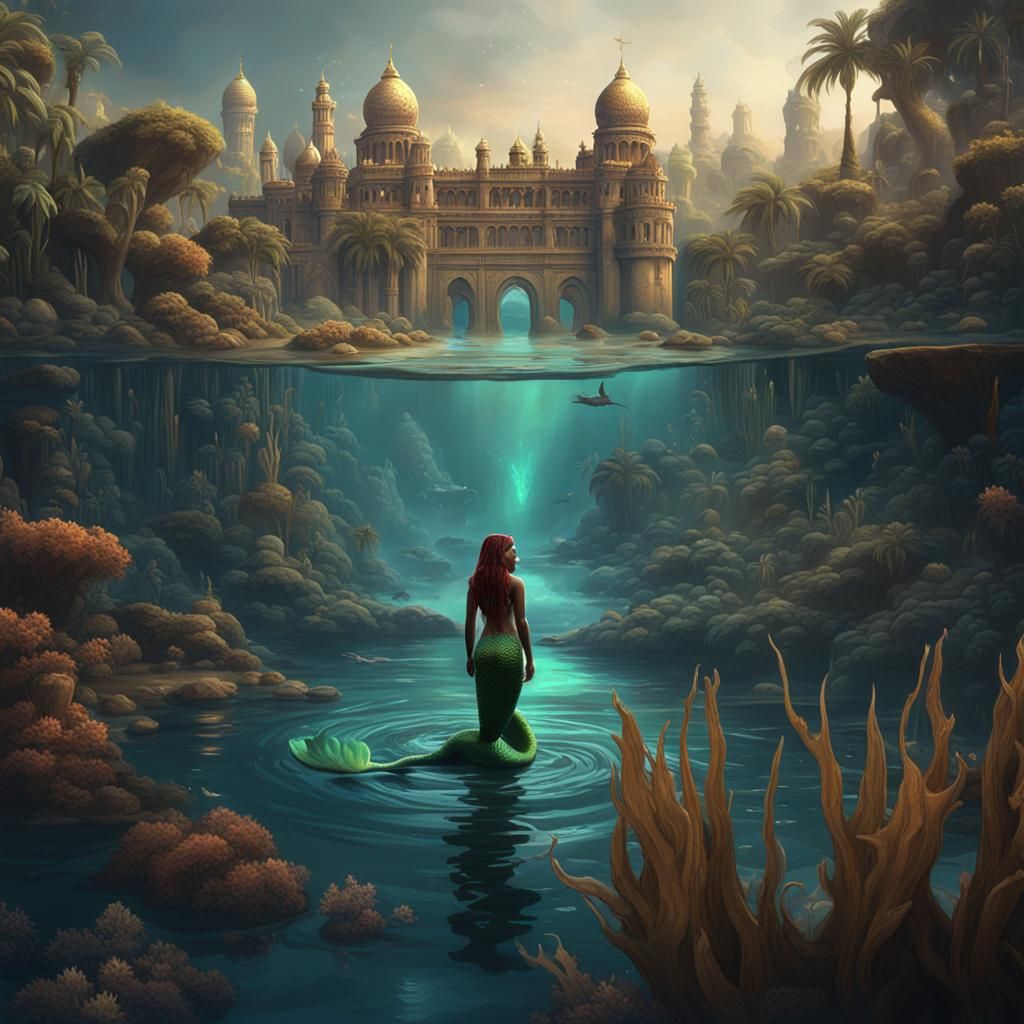 Mermaid in the Nile: Detailed Matte Painting