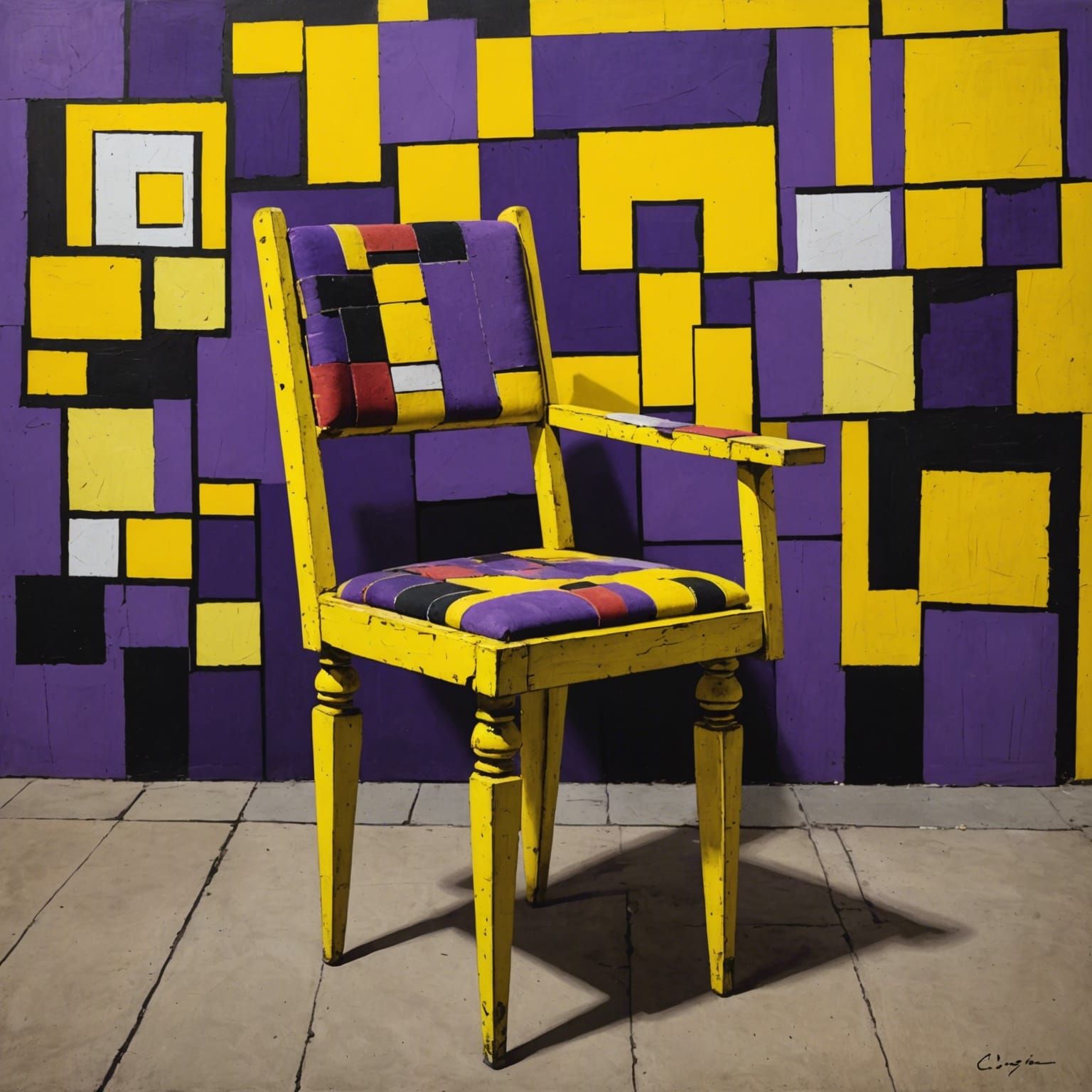 Cubist Chair with Psychedelic Colors