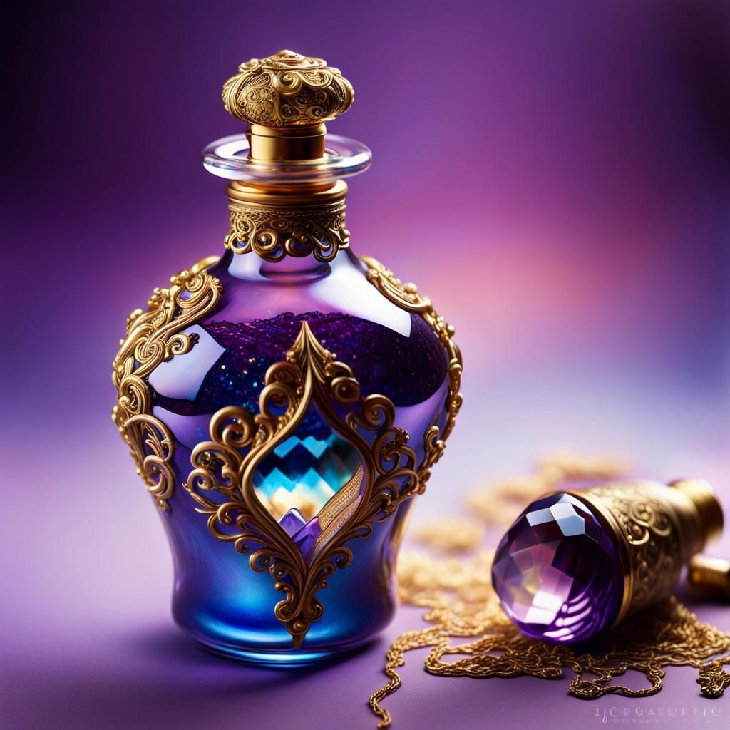 Genie Trapped in Iridescent Glass Bottle: Magical Realism