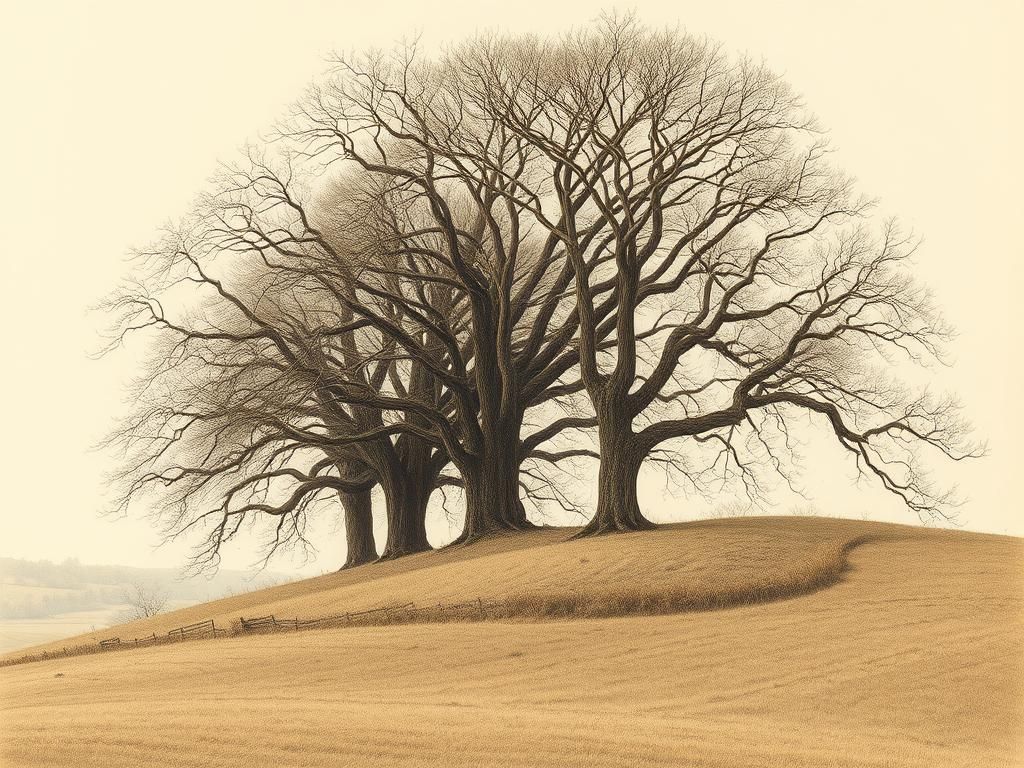 Majestic Hillside Beech Trees in Earthy Tones