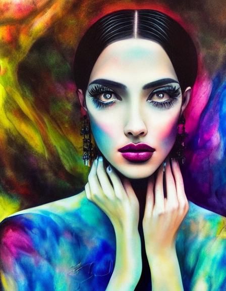 Ethereal Dark Surrealist Portrait in Cubist Style