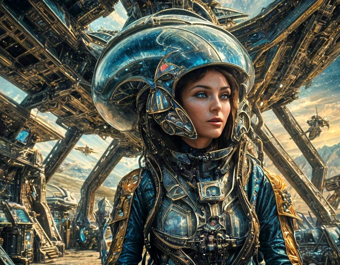 Alien Refuels Spaceship: Hyperrealistic Sci-Fi Digital Art