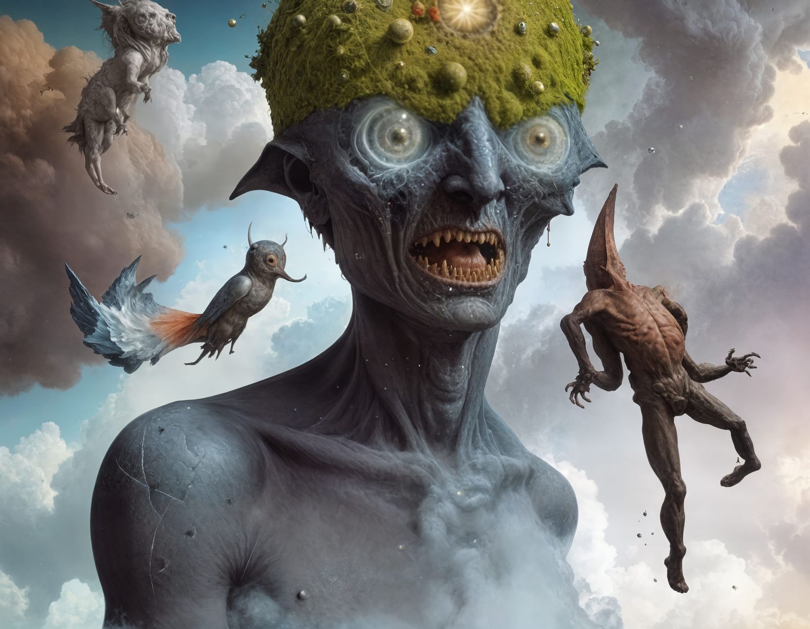 Arguing with the tiny somebody currently airborne and hovering in front of him for no good reason...