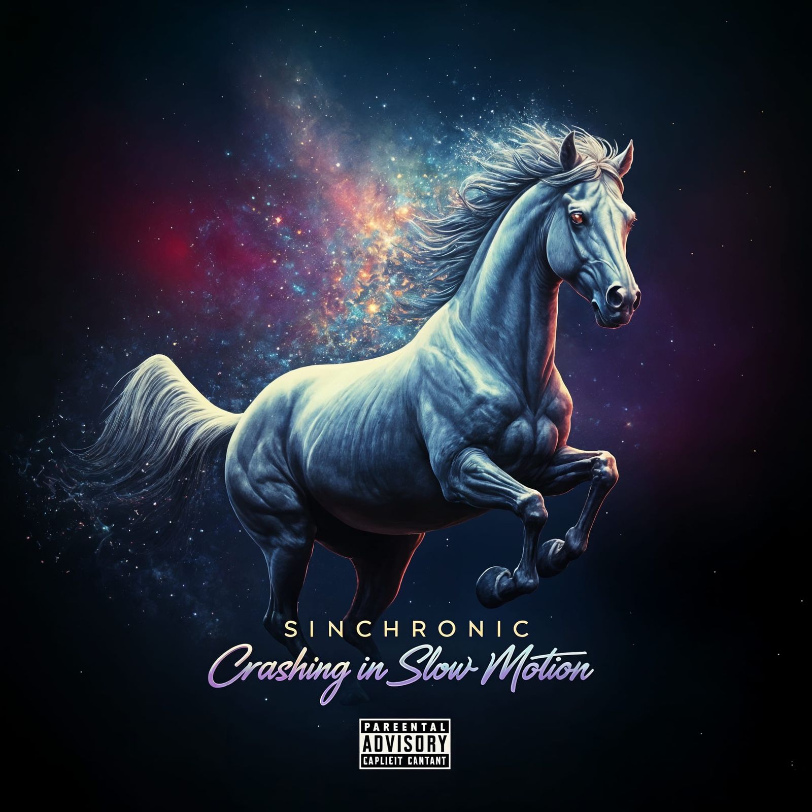 Cosmic Horse Album Art in Acrylic Painting Style