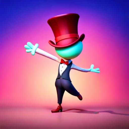 Tap Dancing Top Hat in Vibrant 3D