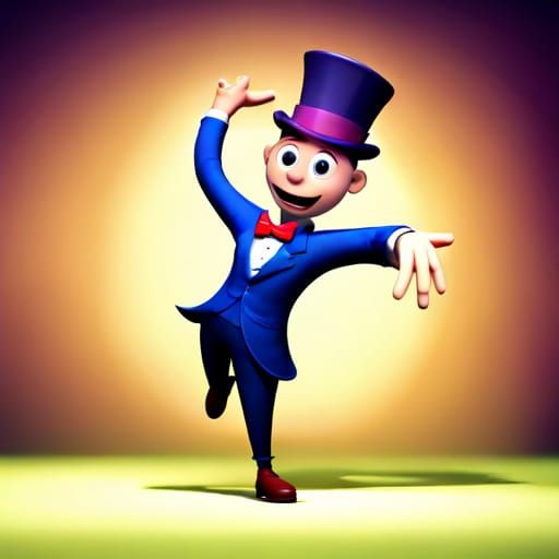 Animated Top Hat Tap Dancing: 3D Digital Art