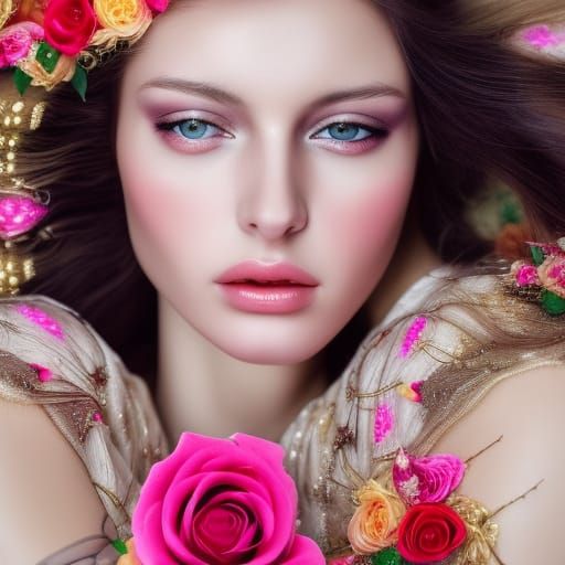 Passionate Model in Silk Robe, Hyper-Detailed Photograph