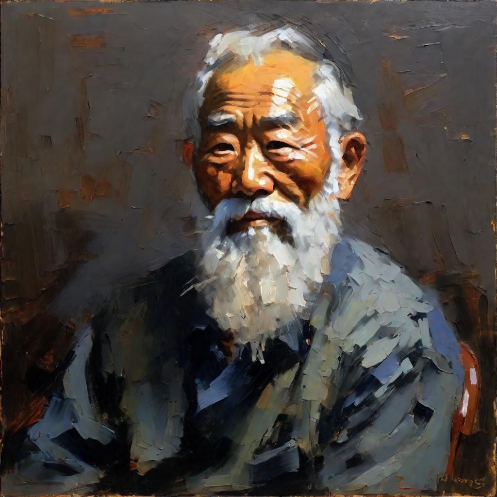 Expressionistic Impasto Portrait of Chinese Man