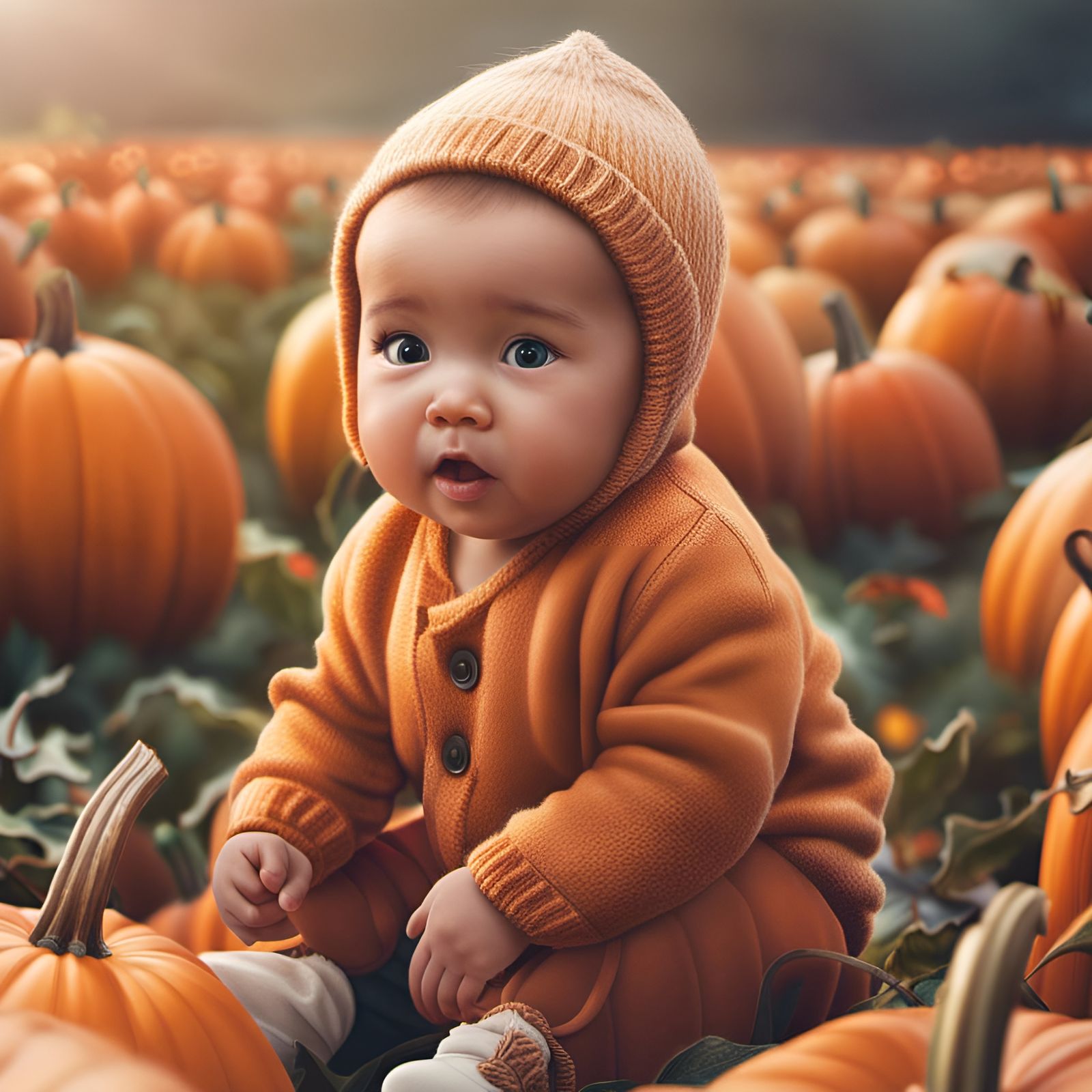 Vibrant Autumn Portrait in Hyperrealistic Style