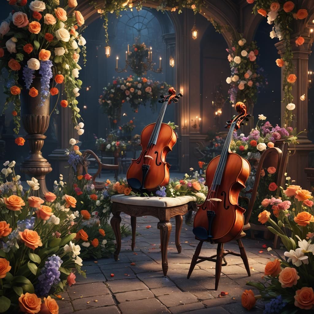 Wedding Scene with Violin in Detailed Matte Painting