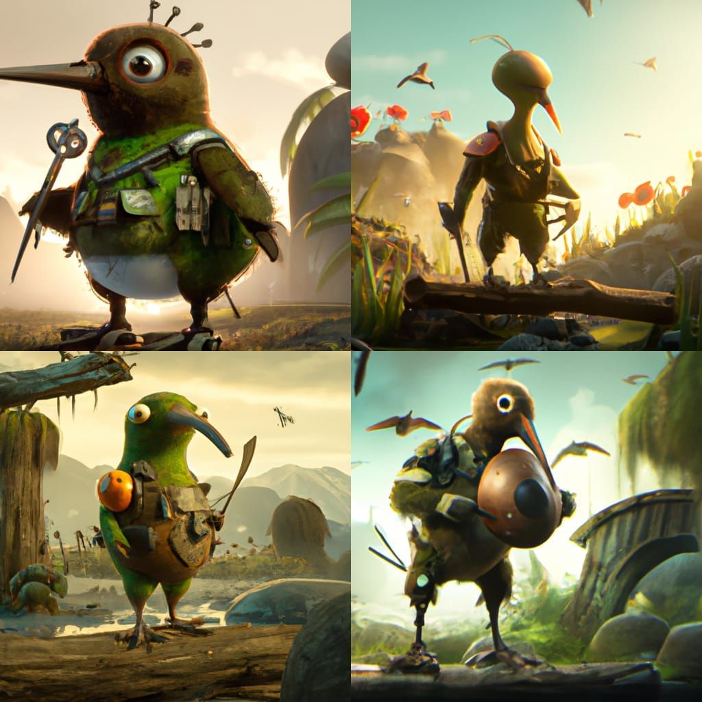 Soldier Kiwi Bird in Detailed Matte Painting