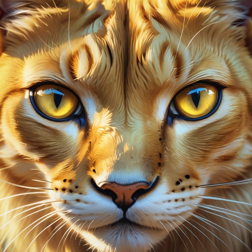 Intense Golden Cat Eyes in Surreal Portrait