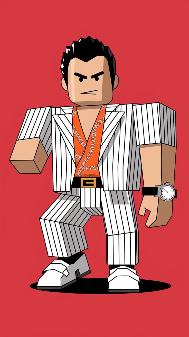 Yakuza's Kazuma Kiryu as a Roblox Avatar in 3D