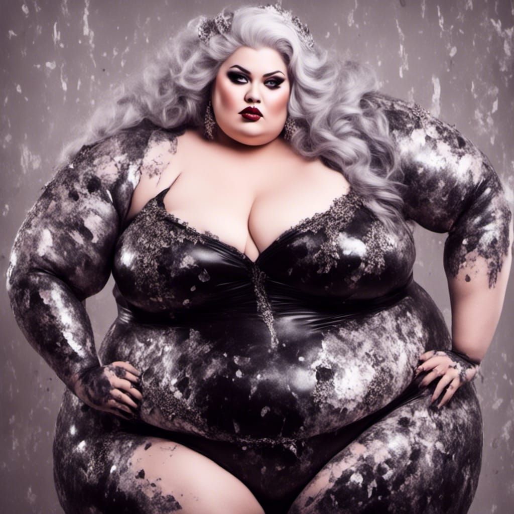 Curvy Woman on Awkward Date in Biopunk Style