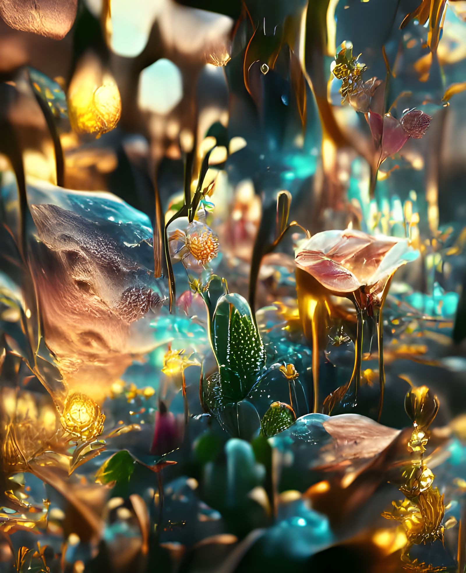 Sci-Fi Alien Zen Garden with Cosmic Sky