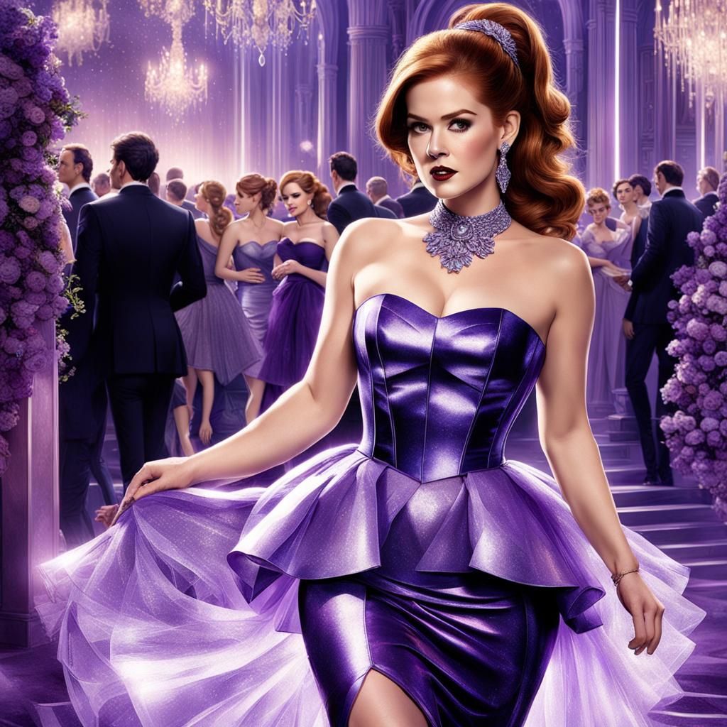 Isla Fisher in Electric Purple Prom Dress