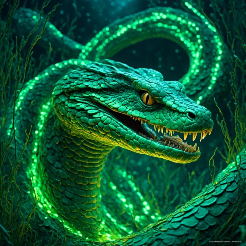 Bioluminescent Nagini Portrait in Hyper-Realistic Digital Ar...