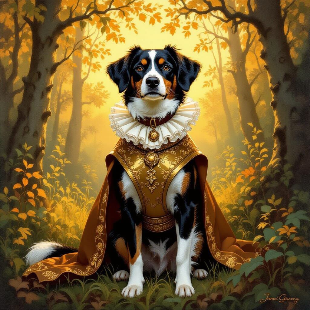 Renaissance Hunting Dog in Forest