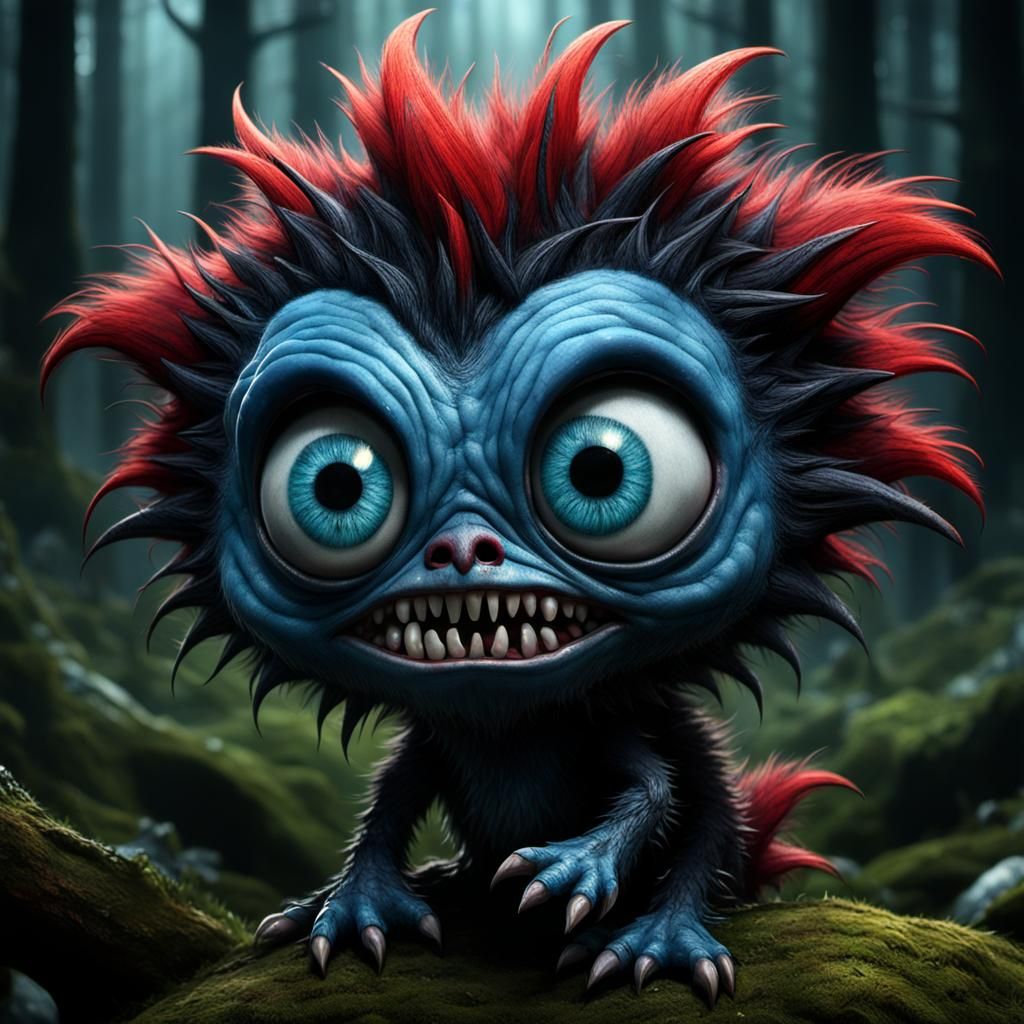 Ugly Baby Monster in Dark Fantasy Style