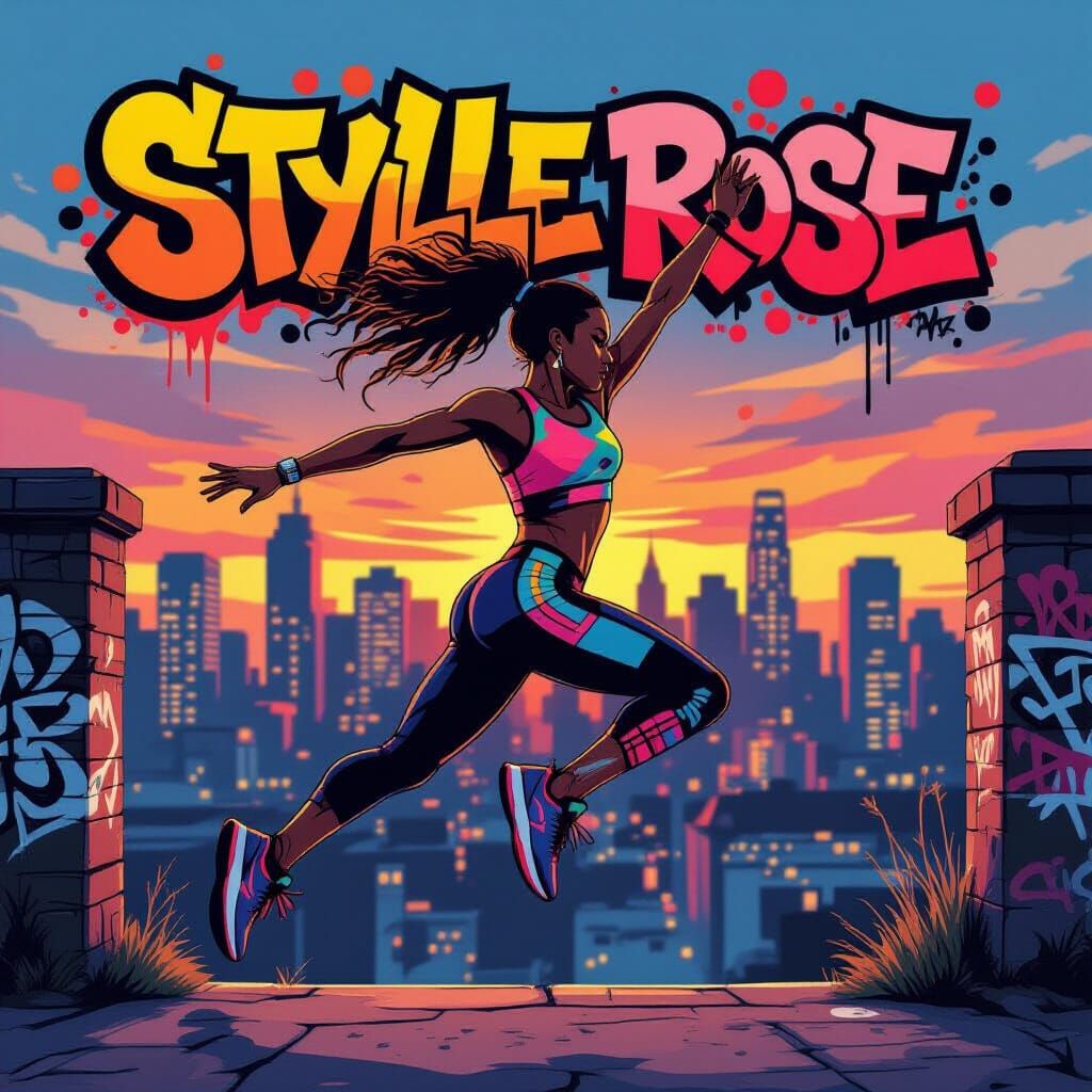 Dynamic Sports Poster with Stylized Athlete and Paint Splash...