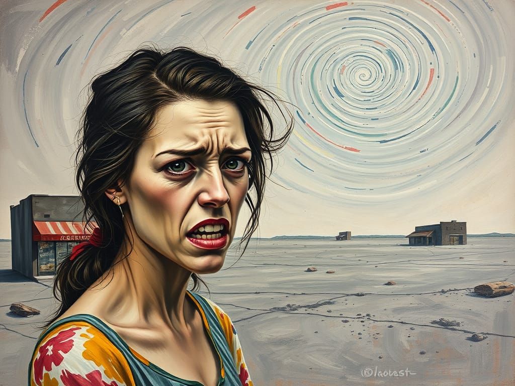 Desolate Landscape in Post-Impressionist Style