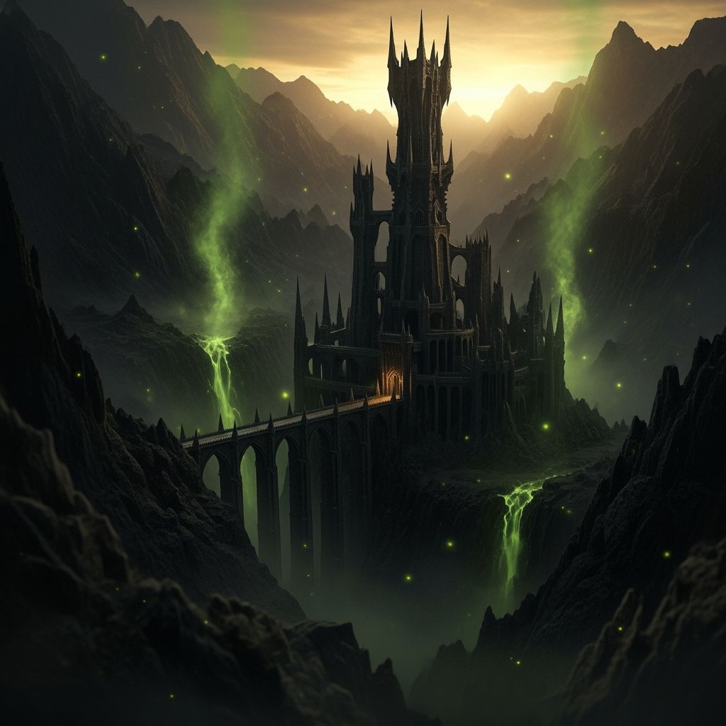 Minas Morgul Tower at Dusk in Lord of the Rings Style