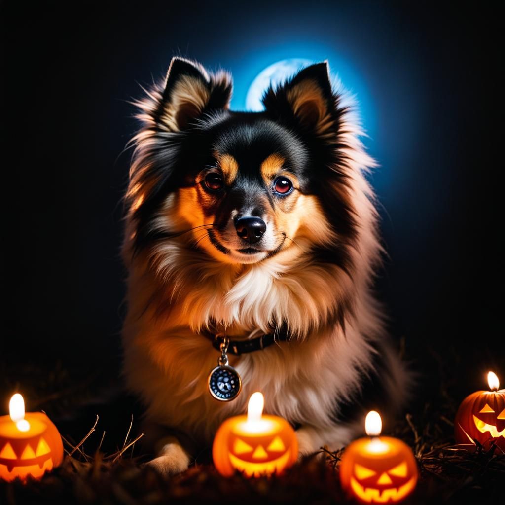 German spitz  ready for Halloween