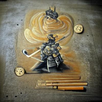Steampunk Paladin Samurai Chalk Art Illustration