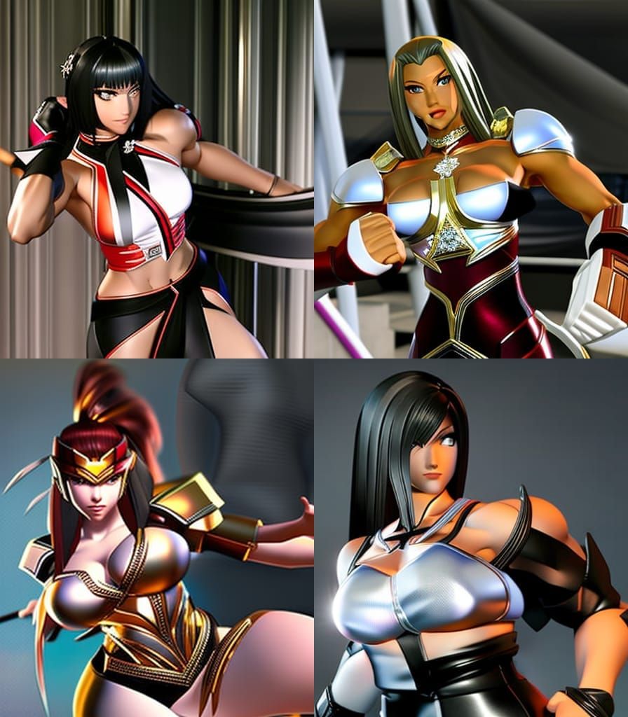 Armored Female Bodybuilder in Anime Biopunk Style