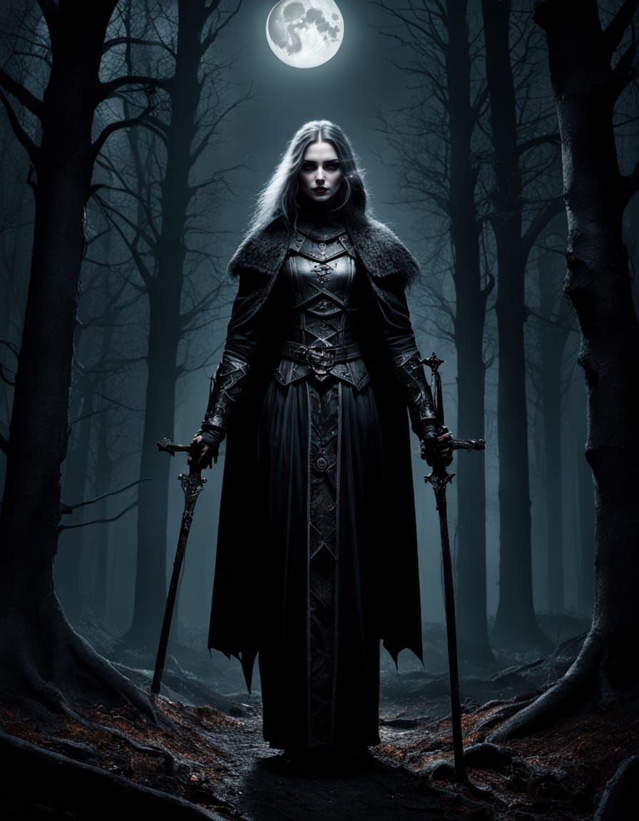 Vampire Hunter in Gothic Forest: Dark Fantasy Realism