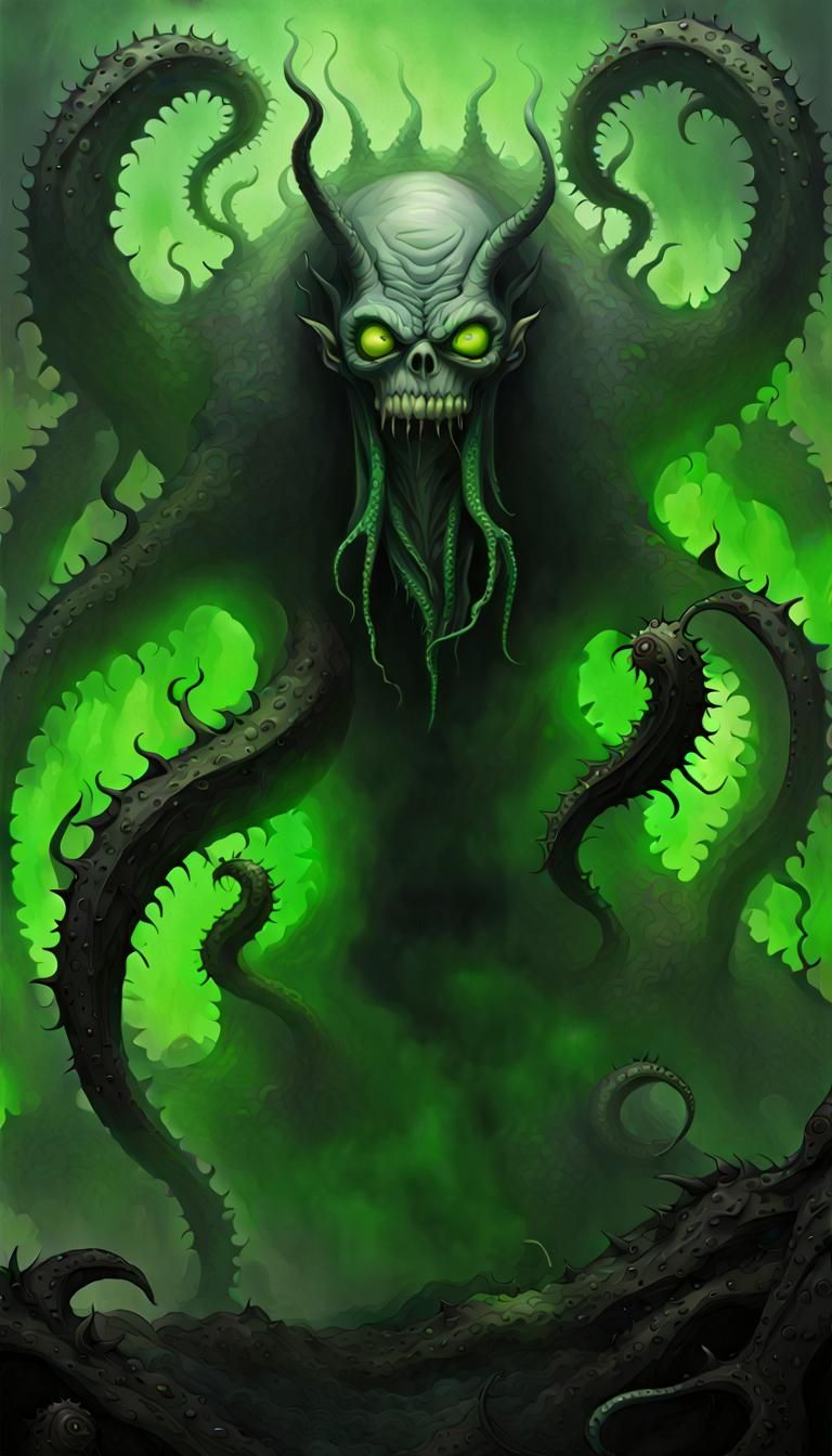 Black-Grey-Green Phantom Fog Tendril Beast Devil Stand