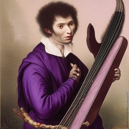 Vampire Lord Plays Harp in Baroque Style