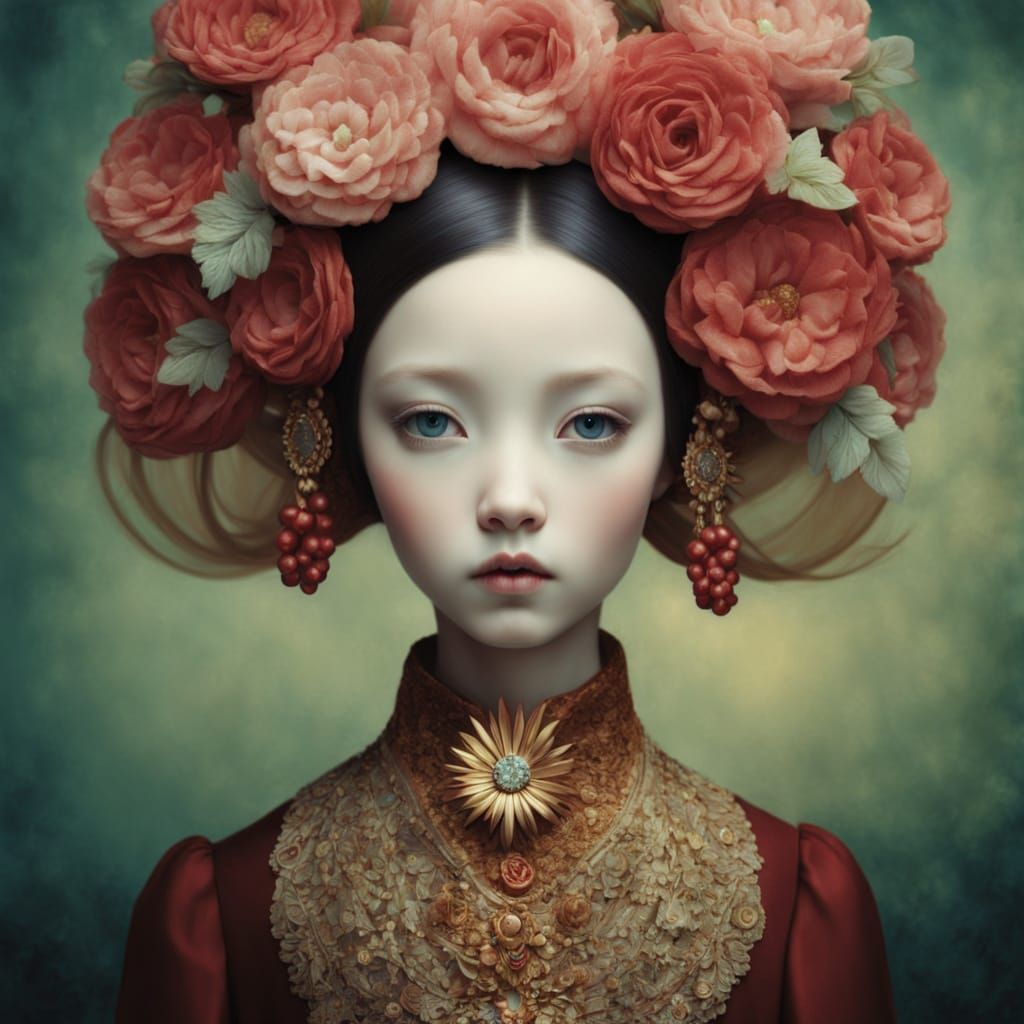 Dark Surreal Portrait in Mixed Media Style