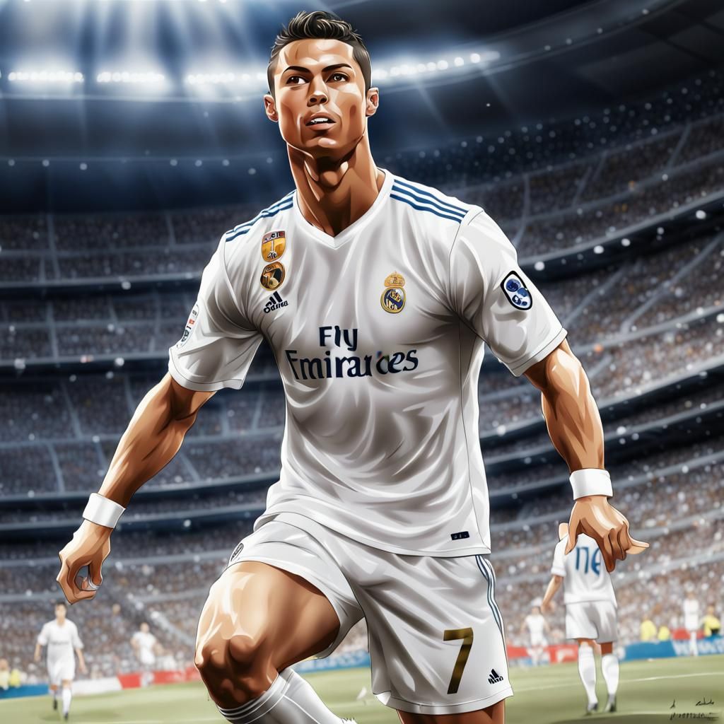 Cristiano Ronaldo Anime-Style Real Madrid Portrait