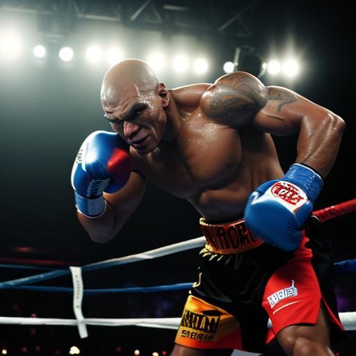 Mike Tyson Boxing Ring Punch: Cinematic Sports Photography